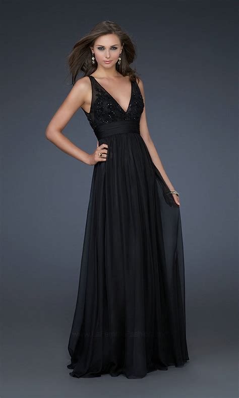 la femme black prom dress